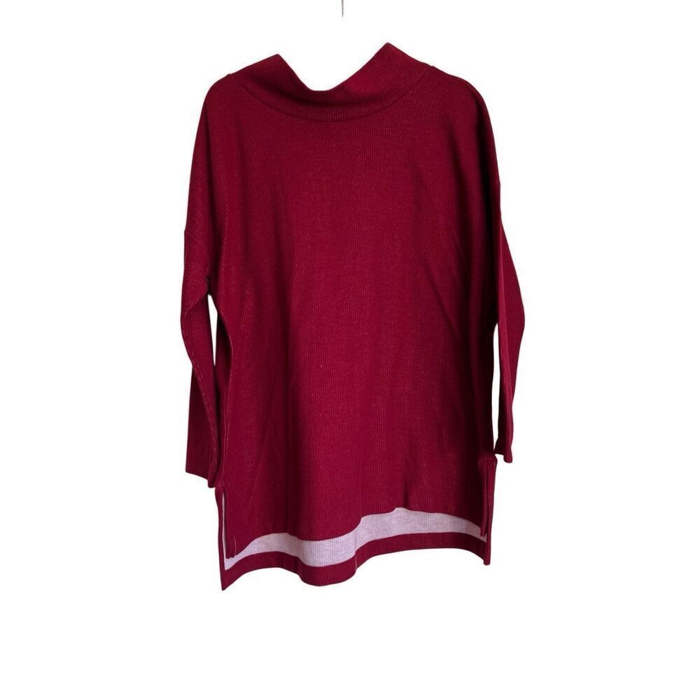 Anthropologie Sweater Women Large Dark Maroon Red Oversized Long Sleeve Pullover
